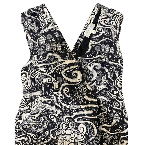 ANTHROPOLOGIE - MOULINETTE SOEURS - Swirling Villages Dress - Black / White - Picture 8 of 13